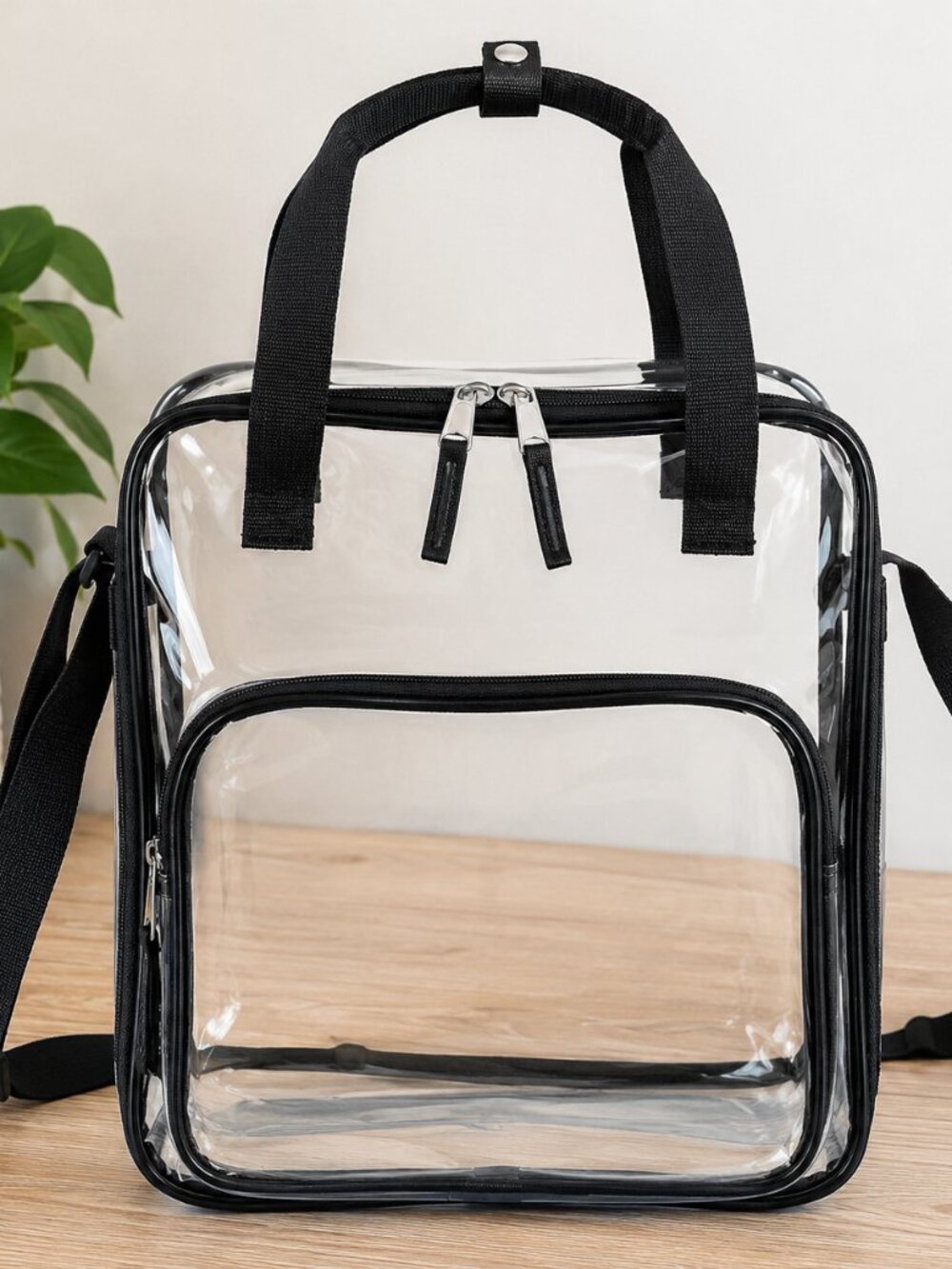 Eastsport Clear Stadium Approved Tote Bag Black Trim Double Handle Shoulder Stra